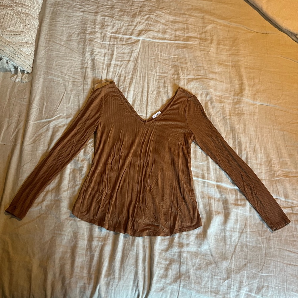 Brown long sleeve super soft flowy top